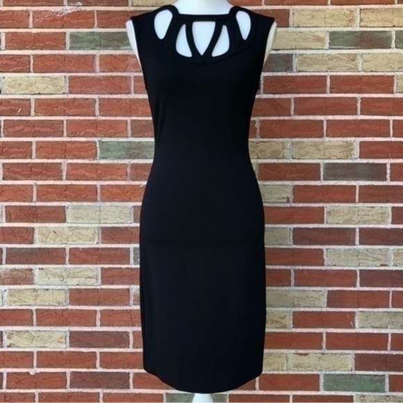 🔥 Diane Von Furstenberg Cutout Keyhole Black Sleeveless Sheath Dress - Picture 1 of 14